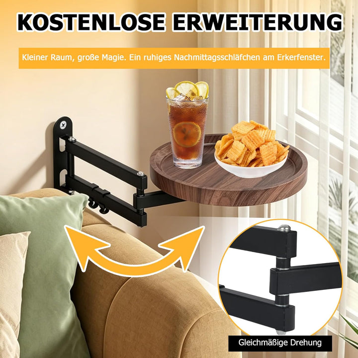 Wandklapptisch Rund, 720° Frei Einstellbar Klapptisch Wand Schreibtisch, 30cm Ausziehbar Tisch Aus H
