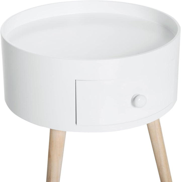 HOMCOM Couchtisch, Beistelltisch mit Schublade, Runder Kaffeetisch, Sofatisch für Wohnzimmer, Schlaf