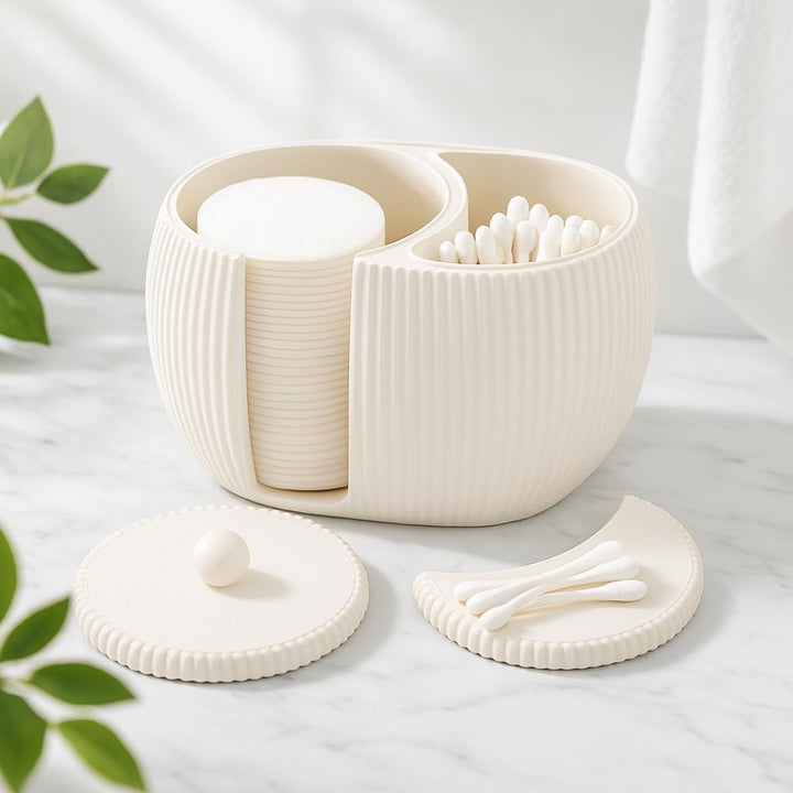 Generisch Yin‑Yang Badezimmer Organizer – Aufbewahrung für Wattepads & Wattestäbchen, Modernes 3D‑De