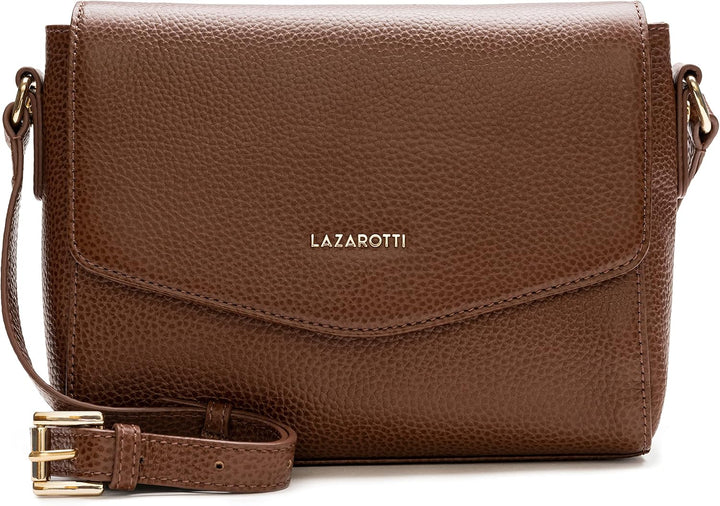 Lazarotti Bologna Leder Umhängetasche Damen | verstellbarer Schultergurt | mittelgrosse Crossbody Ba