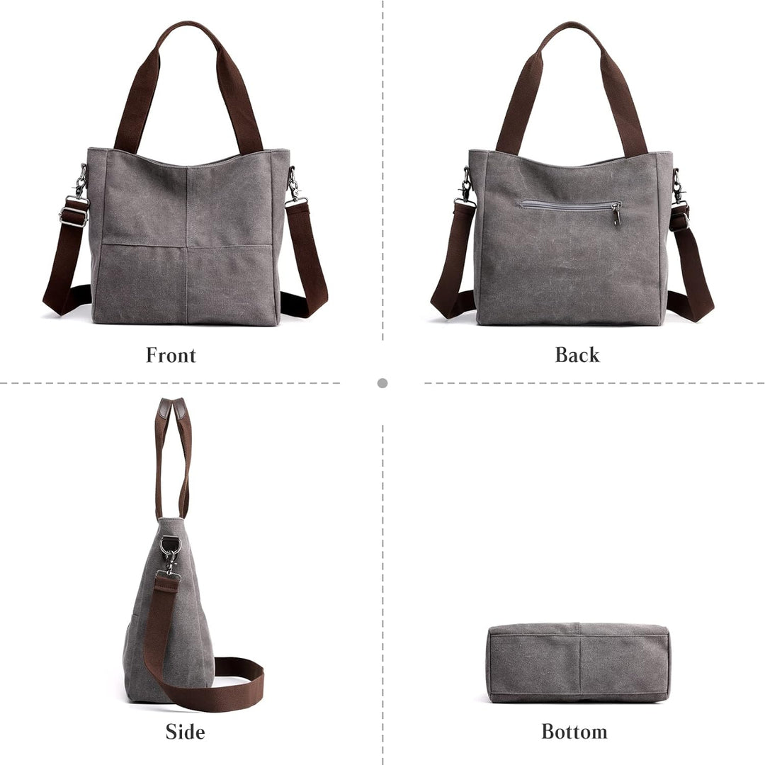 PORRASSO Casual Umhängetasche Damen Canvas Schultertasche Mädchen Handtasche Hobotasche Tote Crossbo