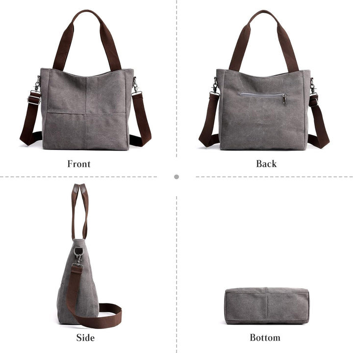PORRASSO Casual Umhängetasche Damen Canvas Schultertasche Mädchen Handtasche Hobotasche Tote Crossbo