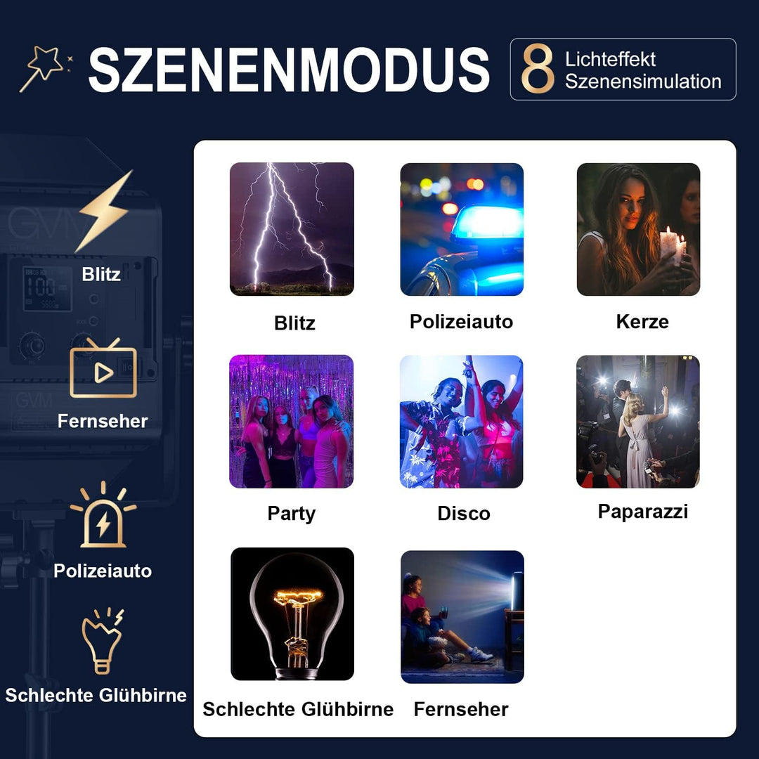 GVM LED Videoleuchte mit Stativ, APP Steuerung 800D RGB Videolicht led, dimmbares 3200-5600K LED Stu