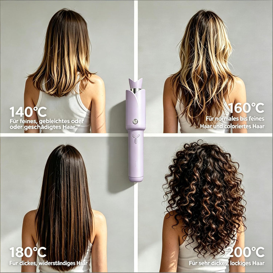 Automatischer Kabelloser Lockenstab – 8 Sek. Schnellcurl, 32mm Titan-Turmalin für Grosse Locken & Bo