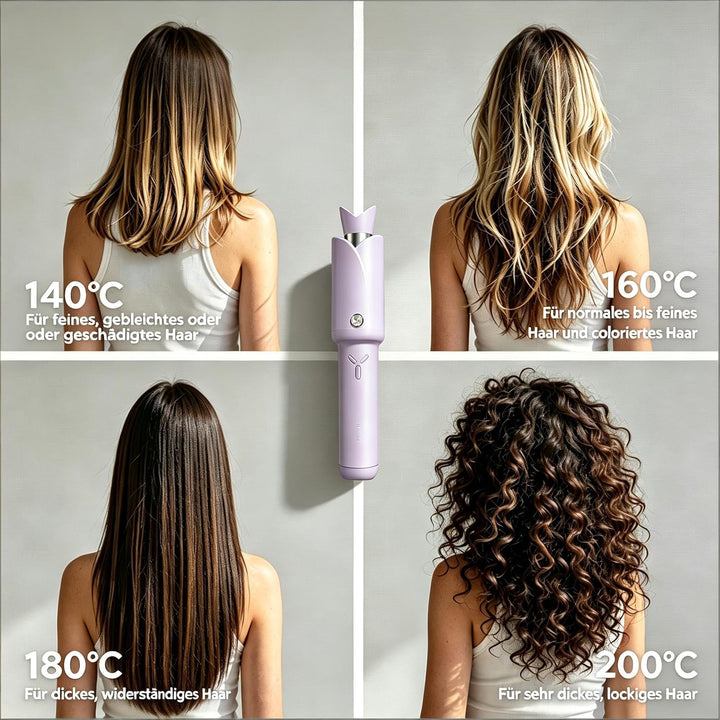 Automatischer Kabelloser Lockenstab – 8 Sek. Schnellcurl, 32mm Titan-Turmalin für Grosse Locken & Bo