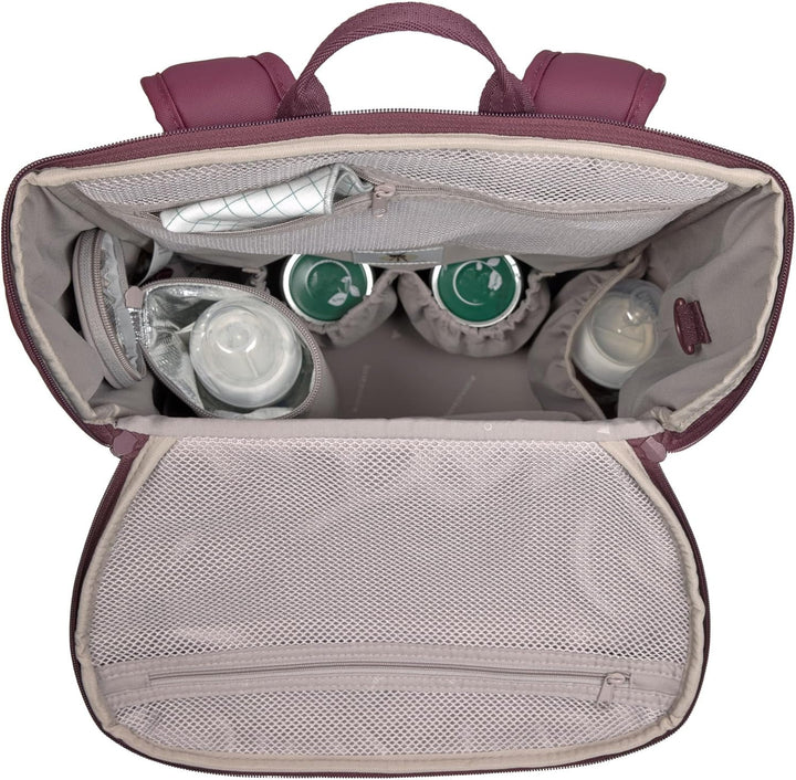LÄSSIG Baby Wickelrucksack mit Wickelunterlage, Kinderwagenbefestigung und Flaschenhalter/GRE Slende