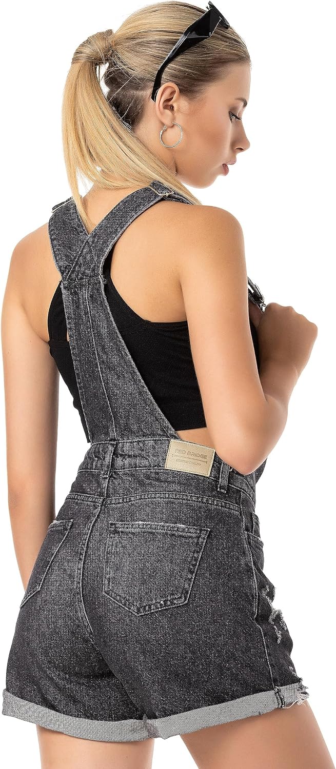 Redbridge Denim Latzhose für Damen Jeans Overall Jumpsuit 32W Schwarz, 32W Schwarz