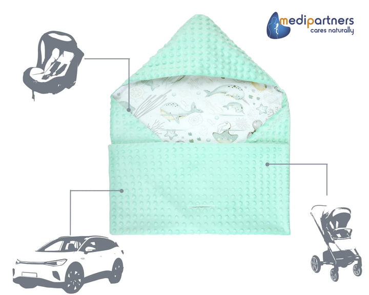 Medi Partners Einschlagdecke Baby Babyschale 100% Baumwolle für Sommer 85x85cm 75x100cm Kinderwagen
