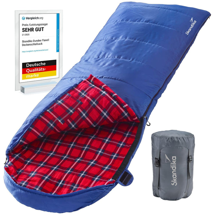Skandika Deckenschlafsack Dundee Flanell | Baumwolle, Luxus-Qualität, koppelbar, Doppelschlafsack, 3