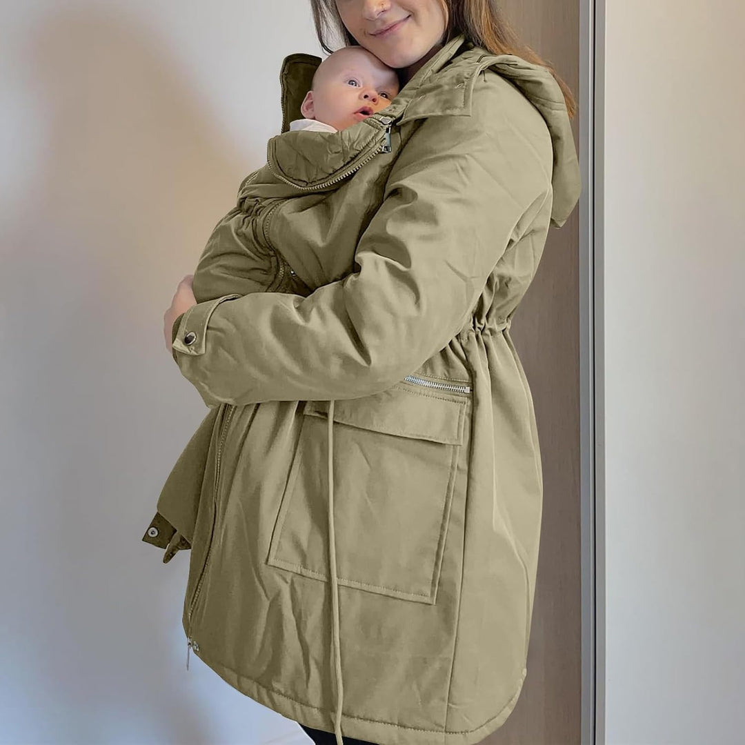 Generisch 3 In 1 Umstandsjacke Tragejacke mit Babyeinsatz Wintermantel Trageeinsatz Jacke Jackenerwe
