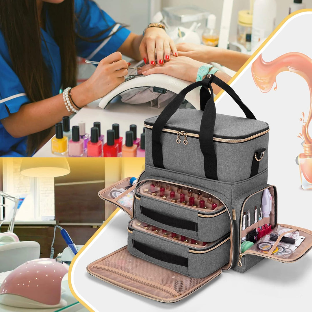 Luxja Nagellack Tasche, Nagellack Aufbewahrung Tasche für 70 Flaschen Nagellack und Nagellampe, Nage