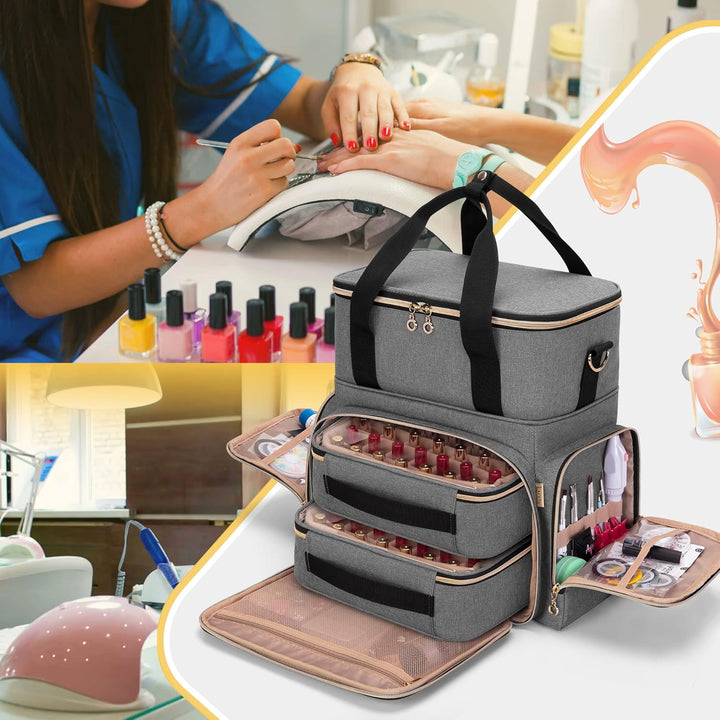 Luxja Nagellack Tasche, Nagellack Aufbewahrung Tasche für 70 Flaschen Nagellack und Nagellampe, Nage