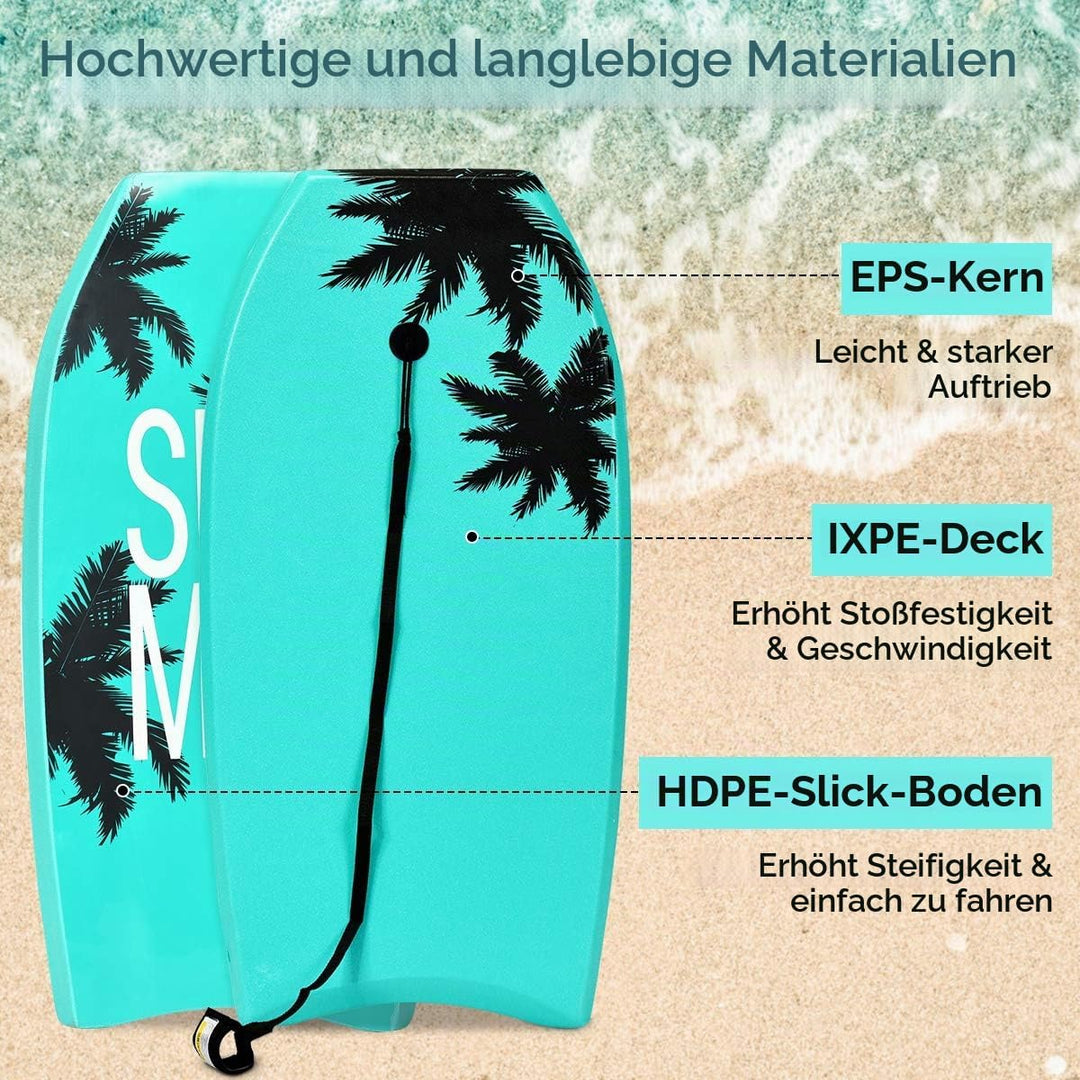 RELAX4LIFE Schwimmbrett tragbar, Schwimmboard mit Halteleine, Rutschfestes Surfbrett für Kinder &amp; Er