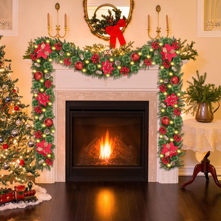 Weihnachtsgirlande mit Beleuchtung, 270CM Girlande Weihnachten weihnachtsdeko tannengirlande Künstli