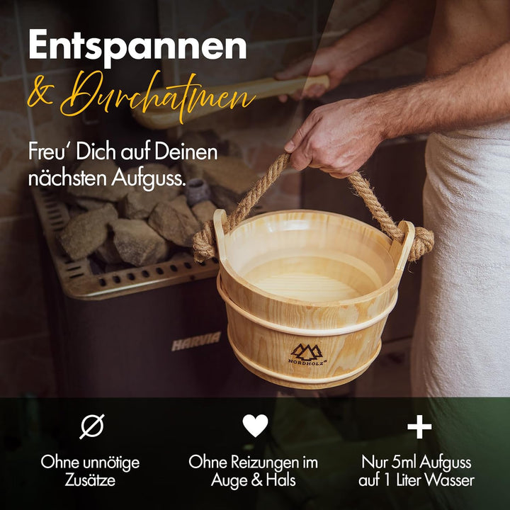 NORDHOLZ® Saunaaufguss Set - Premium Qualität [Atemwegs-Wohlbefinden 4x100ml] besonderes &amp; natürlich