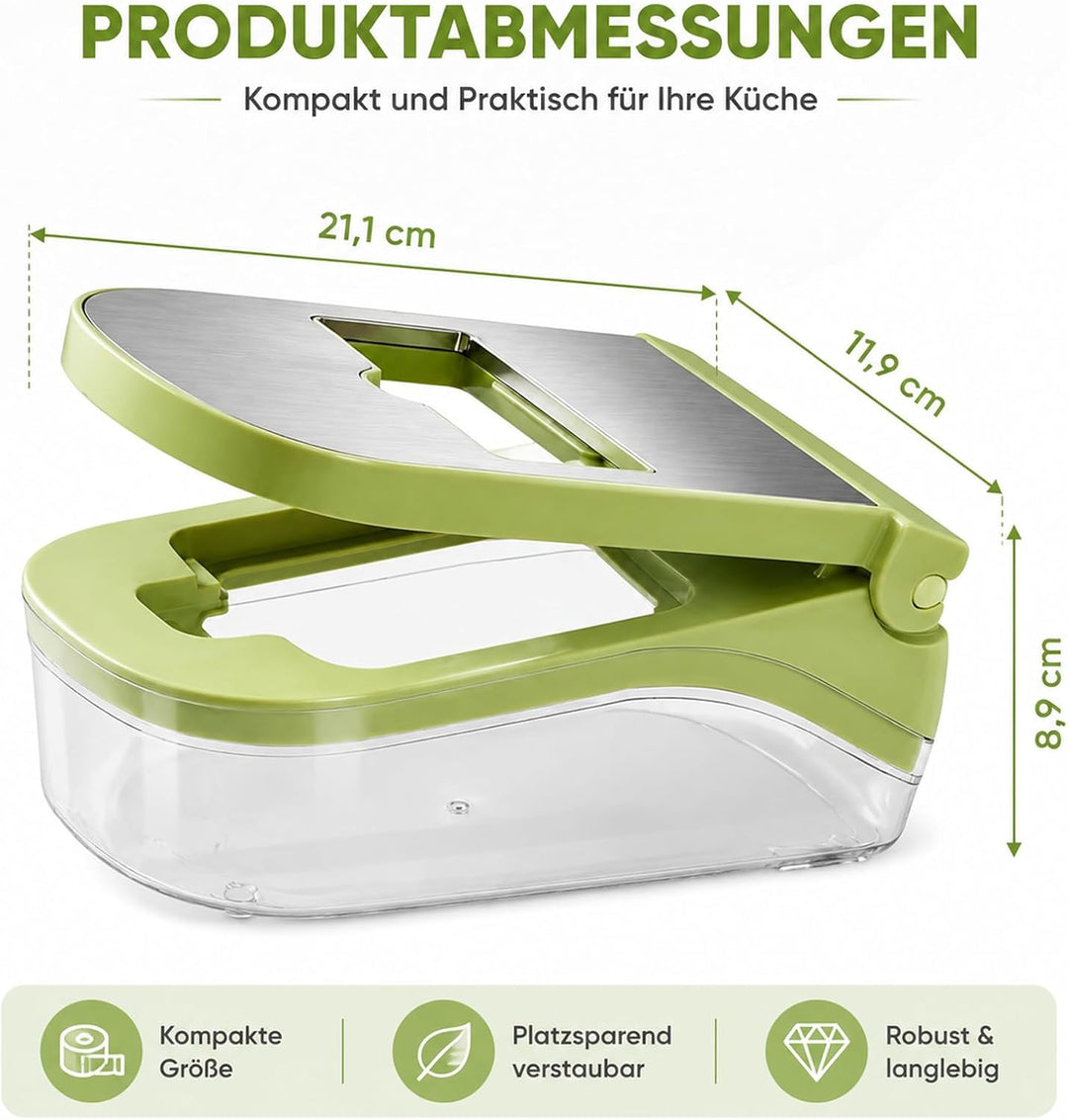 17-in-1 Kompakt Gemüseschneider, Gemüsehobel - Julienne- und Würfelschneider für Gurken Zwiebeln Kar