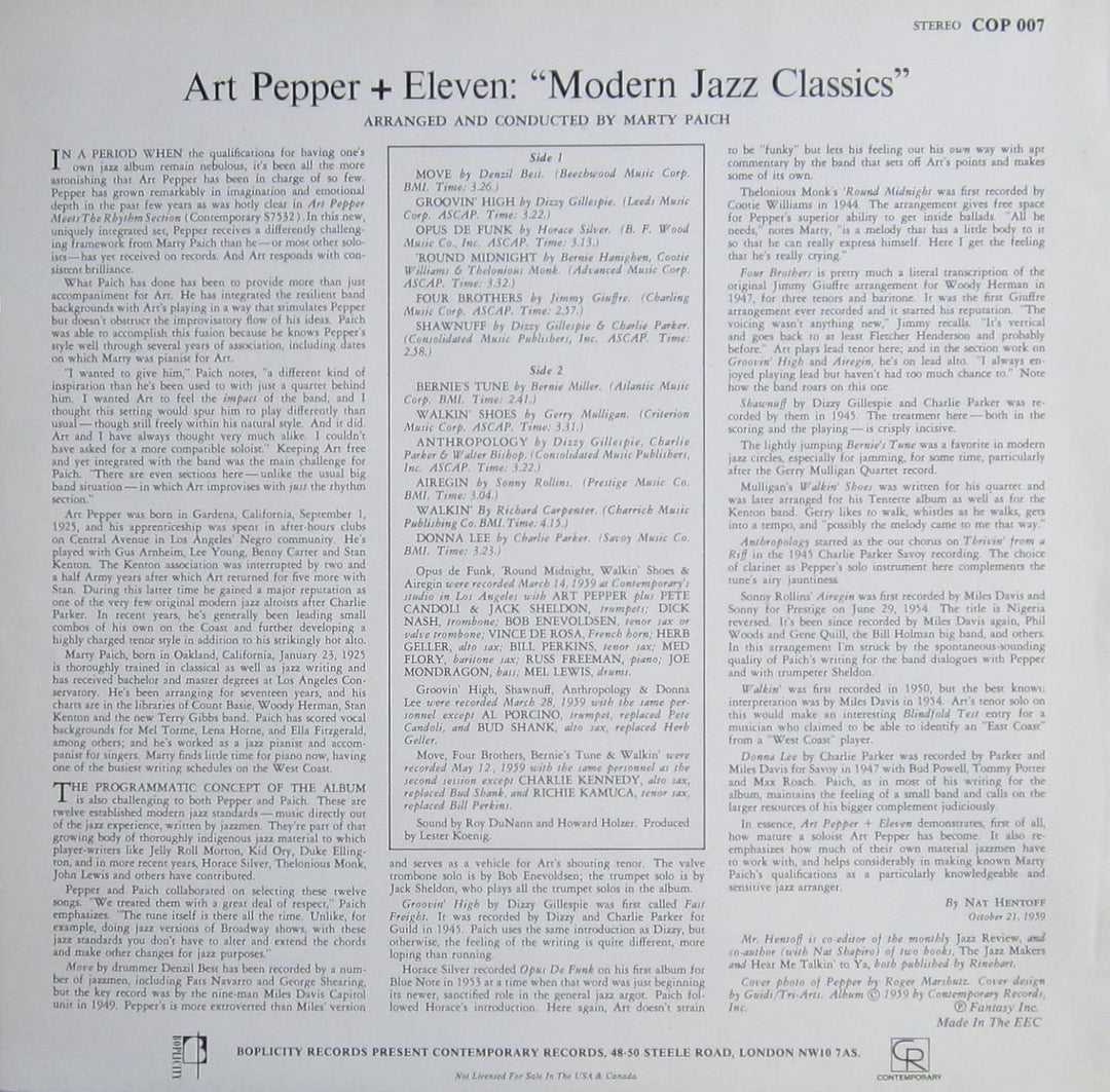 Modern Jazz Classics, Vinyl