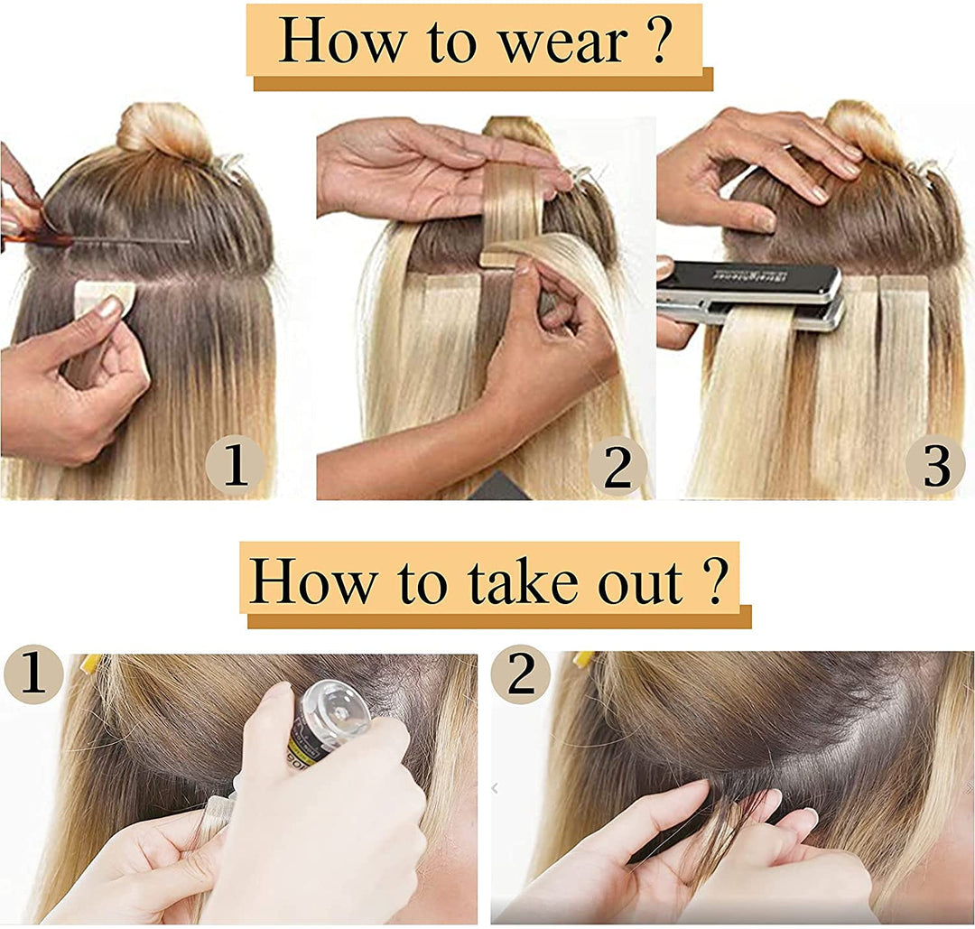 SEGO Tape Extensions Echthaar GEWELLT Klebeband Haarverlängerung 20 Stück 40G mit 10 PCS Doppelseiti