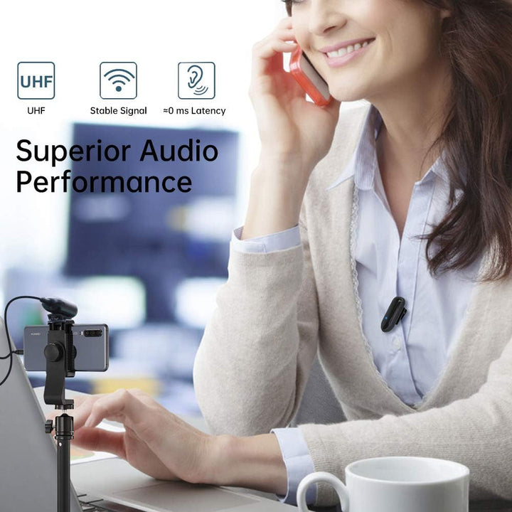 Mini Wireless Lavalier Mikrofon System,LENSGO LWM-318C 20-Kanal UHF Professional Omnidirektionales K