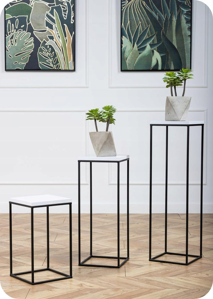 HowHomely Pflanzenständer Metall 80 cm Hoch - Stabiler und Fester Blumenhocker im Loft Stil - Blumen