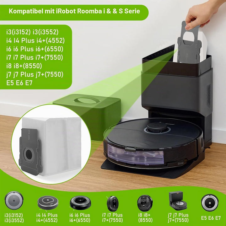 10 Stück Staubsaugerbeutel für Roombai7, i7+, i8, i8+, i3, i3+, i4, i4+, i6, i6+, j7, j7+, s9, s9+ E
