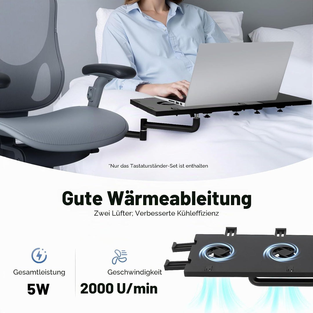 Laptoptisch Höhenverstellbar Stehpult mit Mausablage, Stuhl Arm KlemmstüTze, Tastatur Mauspad Laptop