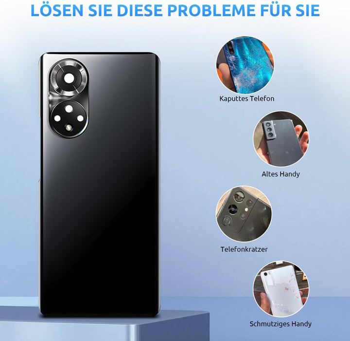 Eonpam Akkudeckel für Honor 50 Rückseite Glas Original Backcover Back Glas Ersatz Reparatur Set mit