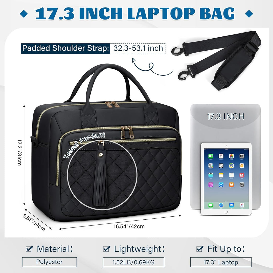 RAINSMORE Laptoptasche Damen 17,3 Zoll Laptop Aktentasche Wasserdichte | Arbeitstasche Lehrertasche
