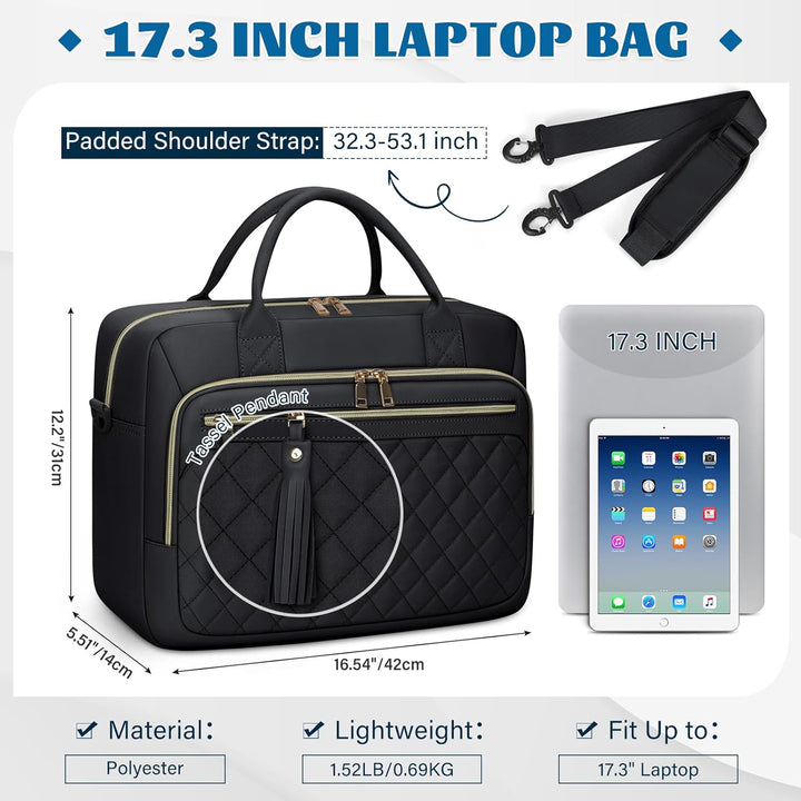RAINSMORE Laptoptasche Damen 17,3 Zoll Laptop Aktentasche Wasserdichte | Arbeitstasche Lehrertasche