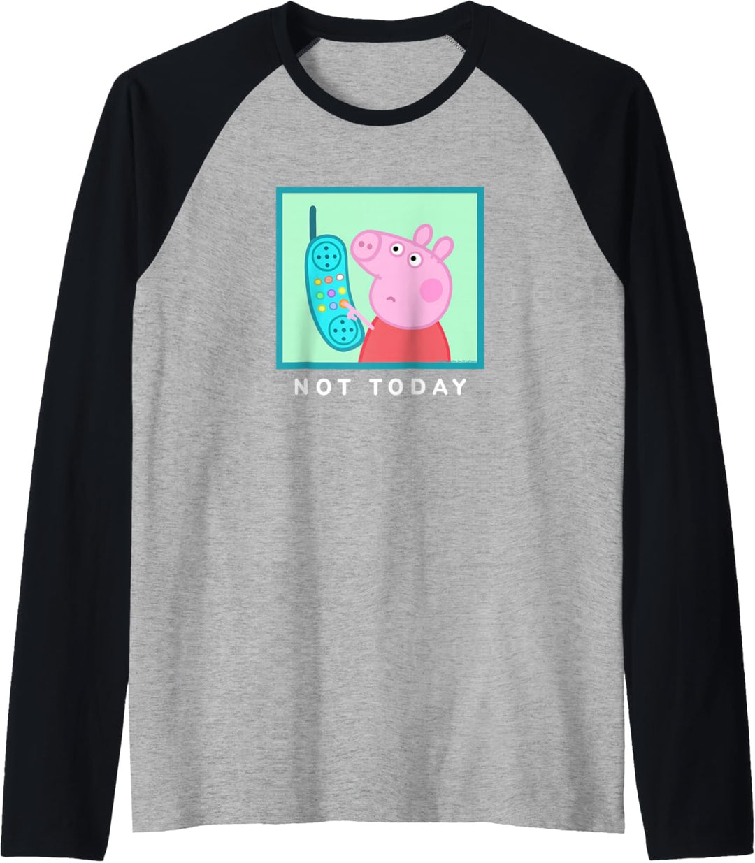 Peppa Pig Not Today Vintage Style Retro Telephone Panel Raglan