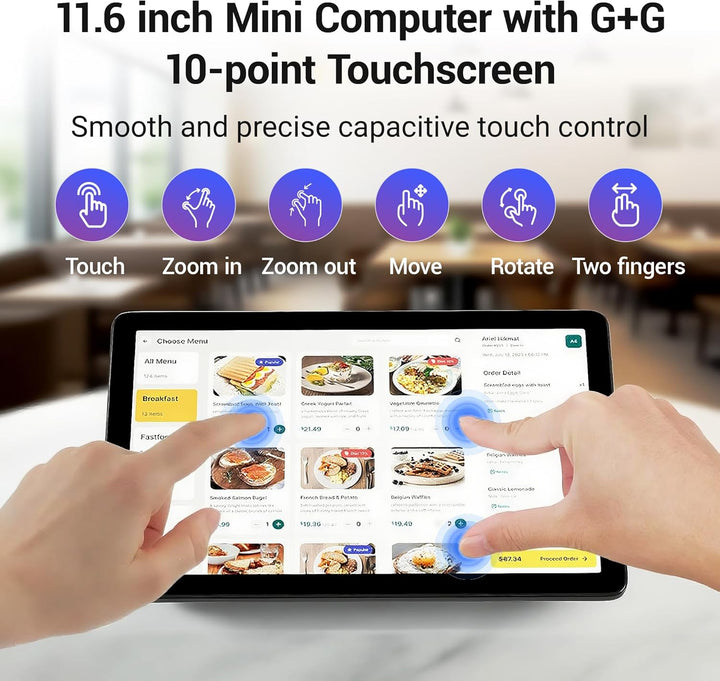 Mini Computer PC Mini Deko PC mit Touchscreen 11.6", Computer-mini Intel N5095 Win11 Pro 8GB RAM, 12