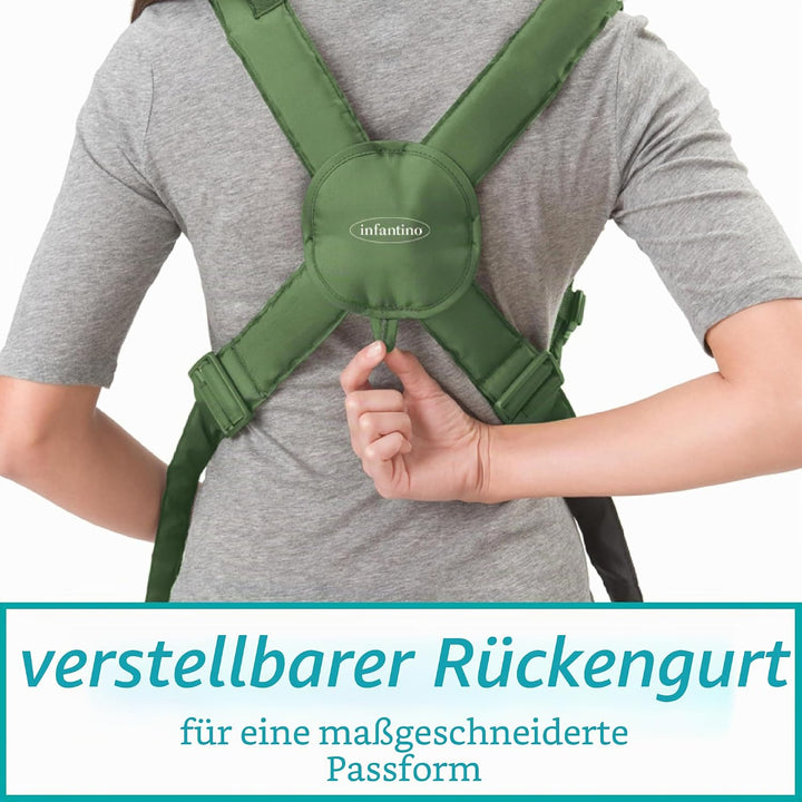 Infantino Swift Classic Babytrage, 2 Tragepositionen mit Wonder Cover Lätzchen, verstellbare Gurte,