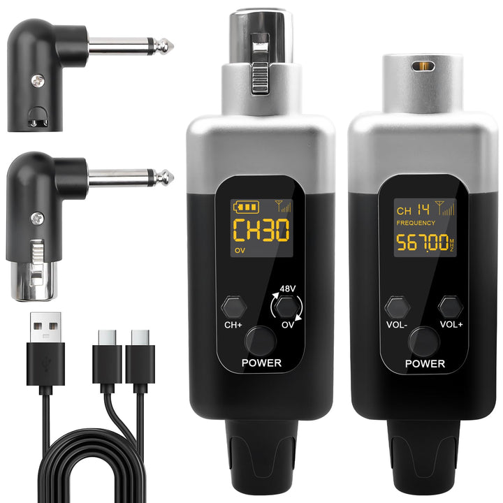 Leikurvo Drahtloses Mikrofon Sender Empfänger, 2.4G 1 zu 1 UHF Sender/Empfänger, 48V Phantomstrom Ko