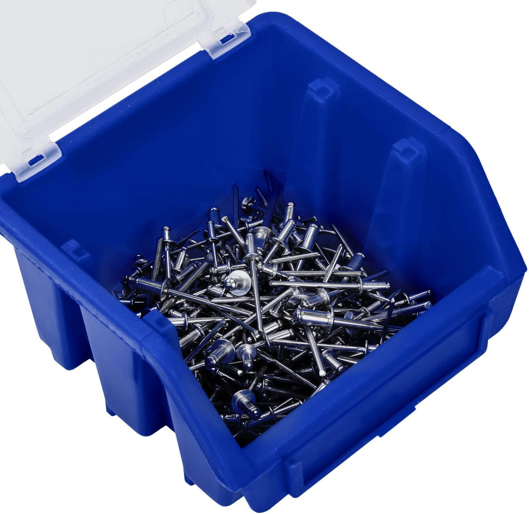 PAFEN Stapelboxen Set – 50x Stapelbox mit Deckel 115 x 75 x 118 mm – Sichtbox Stapelbox für Werkzeug