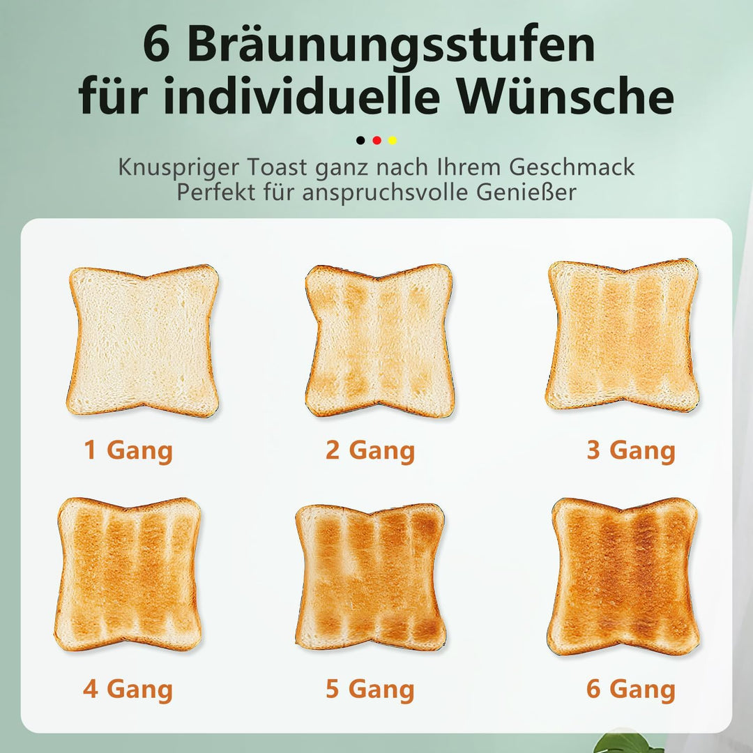 Wiltal Toaster 2 Scheiben, Toaster Retro, Toaster mit Brötchenaufsatz, Toaster mit Deckel aus Edelst