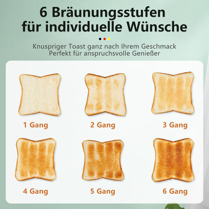 Wiltal Toaster 2 Scheiben, Toaster Retro, Toaster mit Brötchenaufsatz, Toaster mit Deckel aus Edelst
