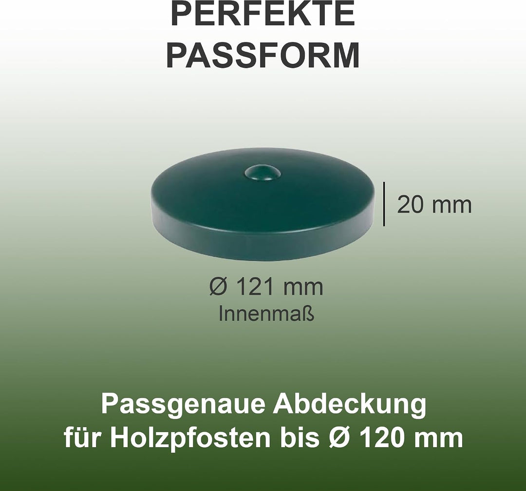 h2i Pfostenkappe | Kunststoff Grün | Ø 121 mm | 5 Stück | Runde Abdeckkappe für Garten Holzpfosten P