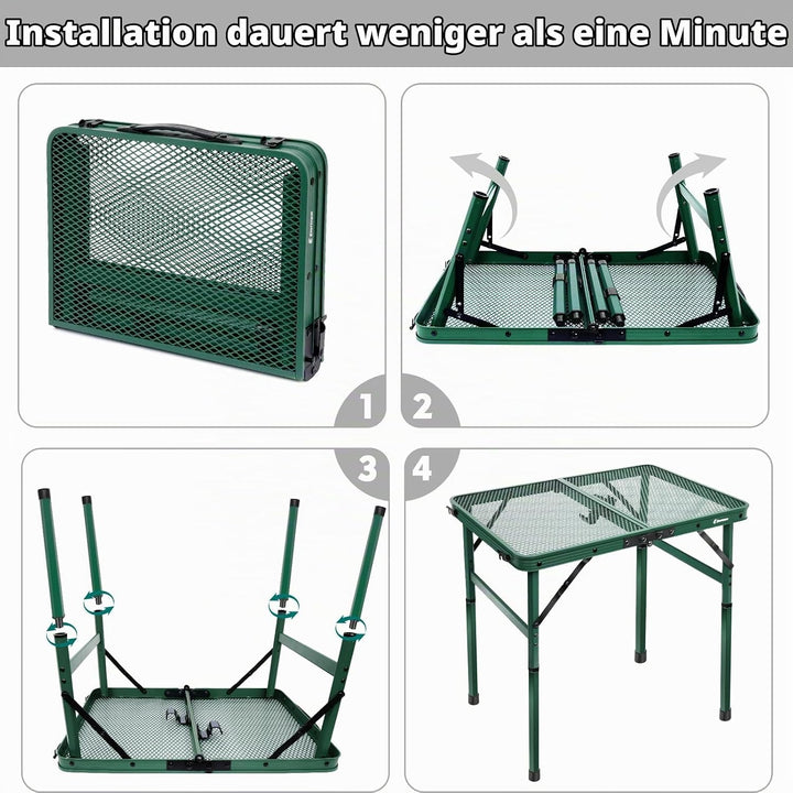 E EASTSTORM Campingtisch Klappbar 60×40cm，Gartentisch，Grilltisch mit Metallgitterplatte，Leicht und T