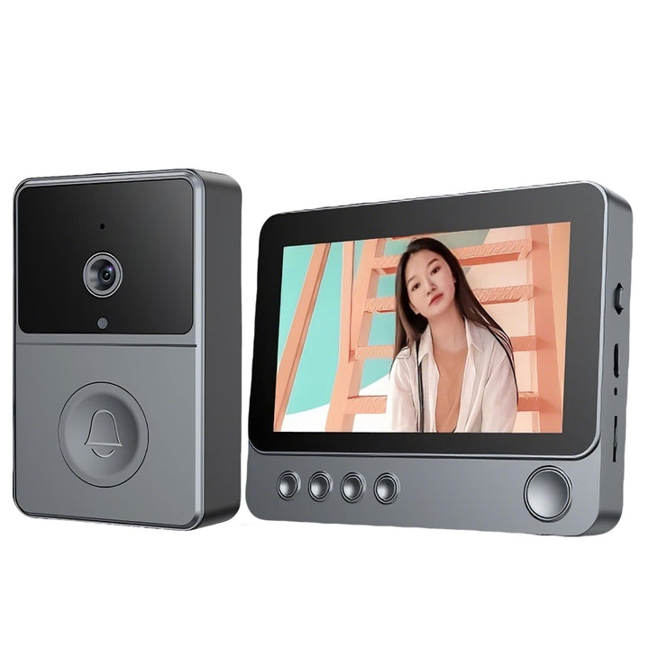 1080P Video Türklingel Kabellos mit Kamera, 4,3 Zoll Bildschirm Drahtlos Video Türklingel, IPX4 Wass