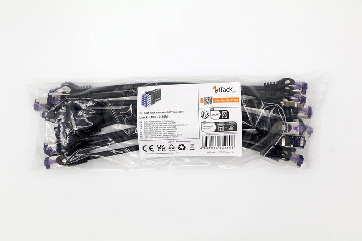 1aTTack.de 10x 0.25 M CAT7 Netzwerkkabel - 10 Gigabit - RJ45 Patchkabel Ethernet Kabel (SFTP PIMF LS