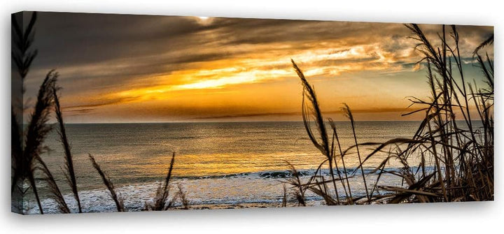 Feeby Bild auf Leinwand Meer Kunstdruck modern Landschaft Orange 90x30 cm Leinwandbild 90x30 cm Oran