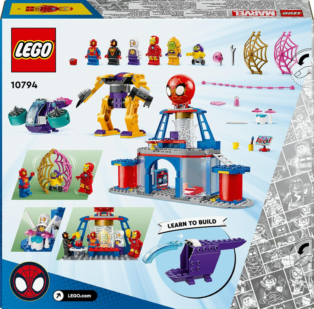 LEGO Marvel Das Hauptquartier von Spideys Team, Spider-Man-Spielzeug mit Fahrzeug und Mech, Geschenk