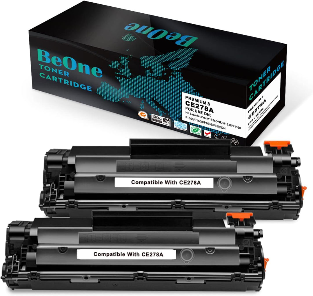 BeOne 2X 78A CE278A Tonerkartusche Kompatible für HP Laserjet Pro M1536 MFP M1536DNF P1560 P1566 P16