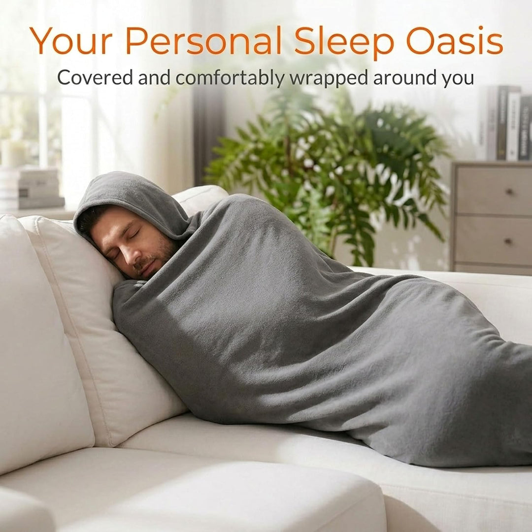 Schlafsack Wearable Pod, Hoodie Schlafsack für Reisen und Zuhause, Leichter Polyester mit Kapuze, At