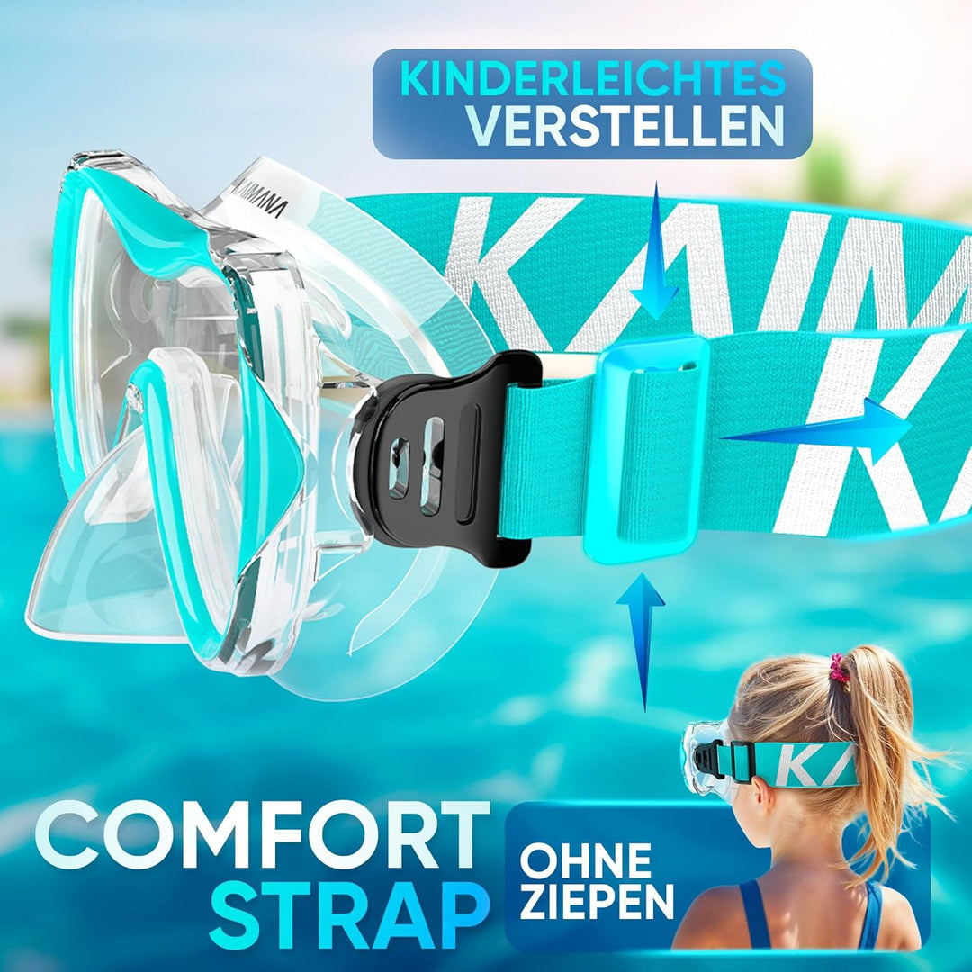 Das Neue KAIMANA® SeaExplorer Schnorchelset Kinder + Tragetasche, Taucherbrille mit Schnorchel, Tauc