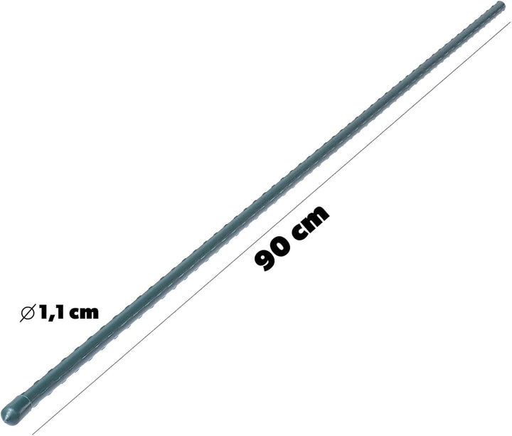 KADAX 5X Pflanzstäbe 90cm x 11mm, Blumenstütze aus Stahl, Beschichtete Pflanzstab, Pflanzen-Rankstab