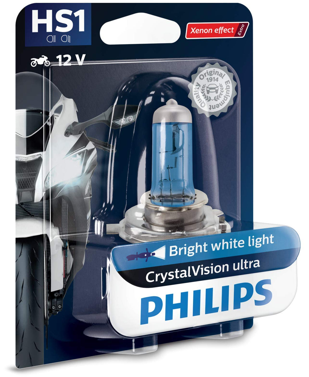 Philips 12636BVBW CrystalVision ultra Moto HS1 Motorrad-Scheinwerferlampe, 1 Stück HS1 Single, HS1 S