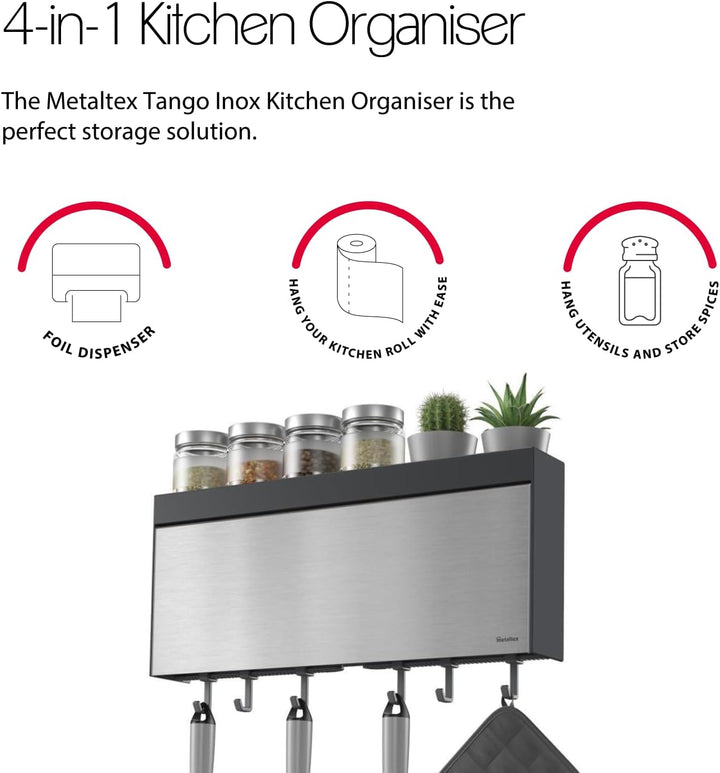 Metaltex Tango INOX Küchenrollenspender für 3 Rollen mit Edelstahl-Front, Silber