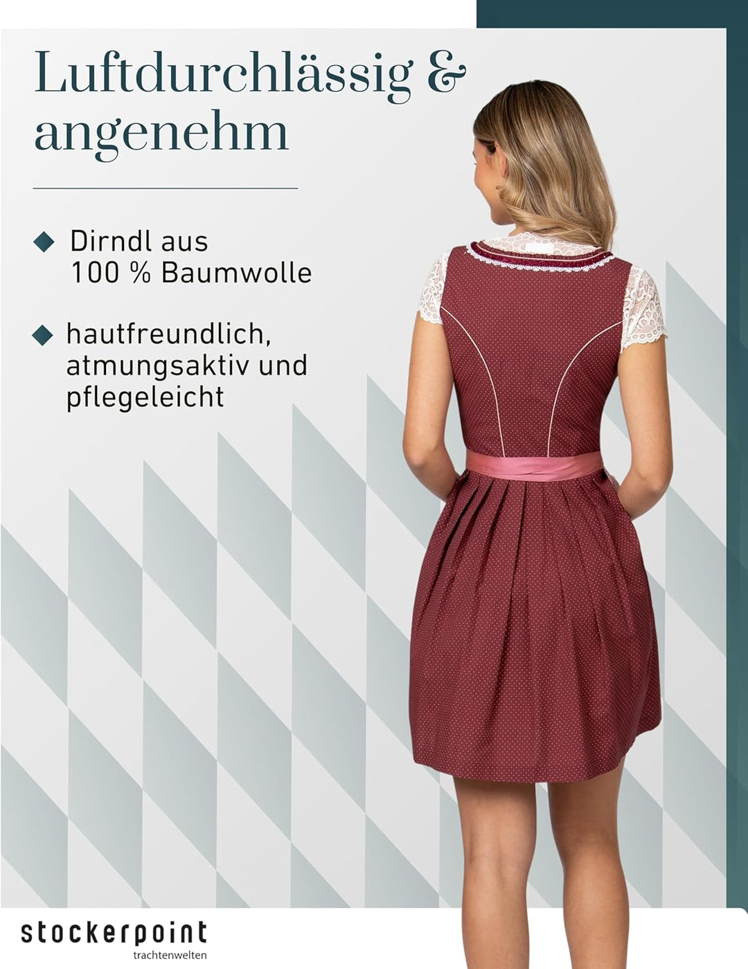 Stockerpoint Damen Dirndl Harper Kleid für besondere Anlässe 32 Altrosa, 32 Altrosa