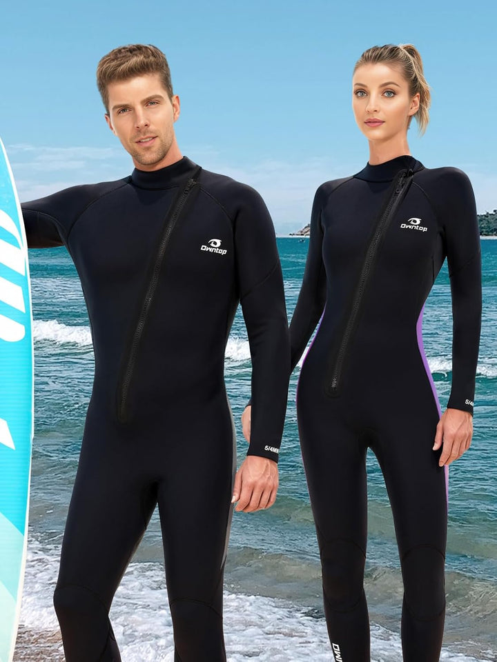 Owntop 5mm Neoprenanzug für Herren Damen– Neopren Tauchanzüge Stretch Langarm Einteilig Frontreissve